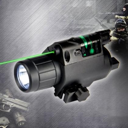 2in1戦術レーザーサイト　5mwJGSDグリーンレーザー+ LED懐中電灯　532nmのグリーンレーザーファインダー3Ｗの超明るいLEDライト